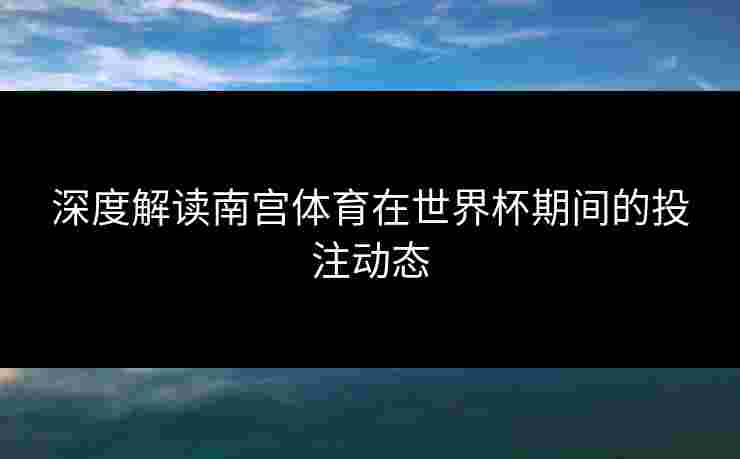 深度解读南宫体育在世界杯期间的投注动态
