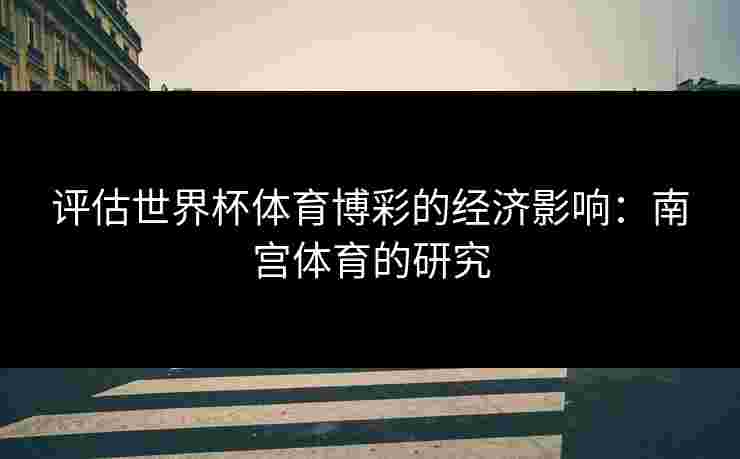 评估世界杯体育博彩的经济影响：南宫体育的研究