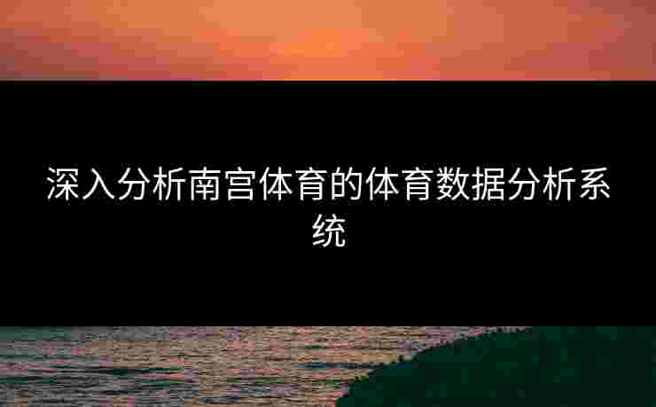 深入分析南宫体育的体育数据分析系统