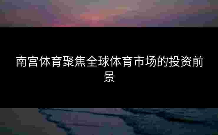 南宫体育聚焦全球体育市场的投资前景