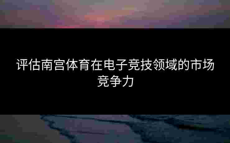 评估南宫体育在电子竞技领域的市场竞争力